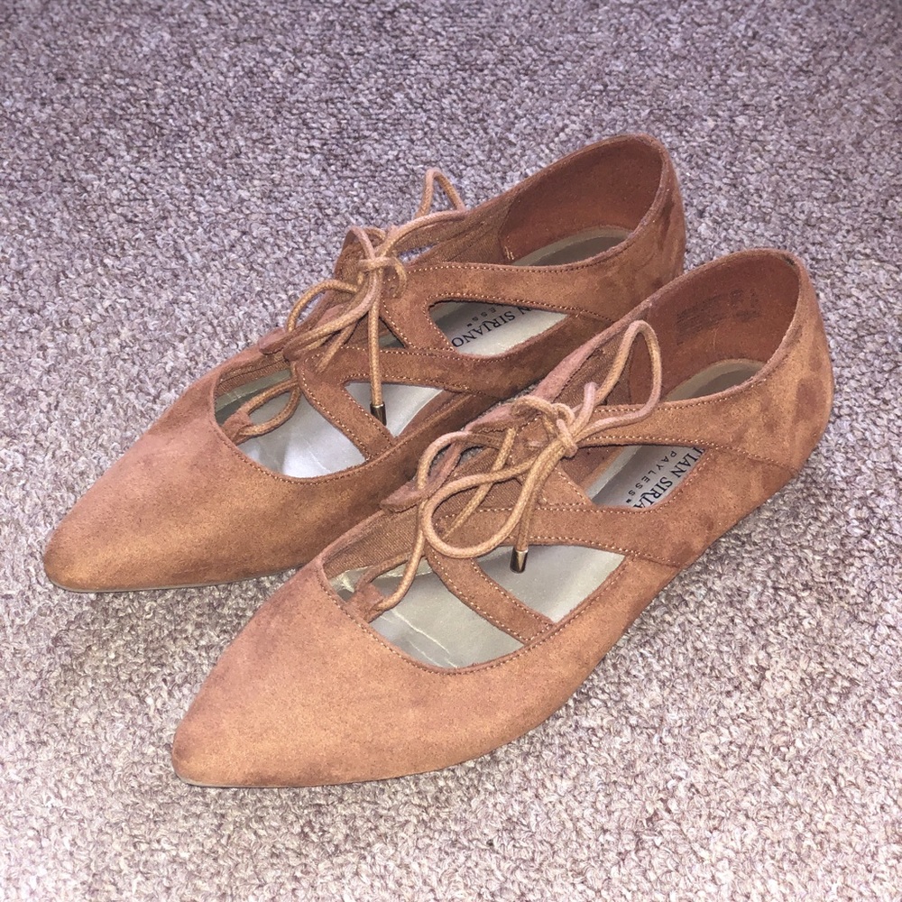 beige pointed flats